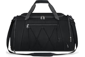 NUBILY Sporttasche Herren Damen mit Schuhfach Nassfach Wasserdicht Trainingstasche Schwimmtasche Groß Kapazität Hochwertige Reisetasche Duffle Gym Bag 55L Schwarz