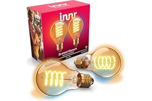 innr Lampadina Smart E27 Zigbee, Funziona con Hue* e Alexa (Bridge Richiesto), Filament Lampadine LED Luce Bianca Calda e Fredda, Lampadine Dimmerabile, 610 lumen - 2 pezzi