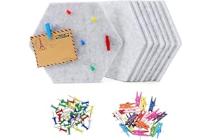 HonGien 8 Stück Filz Pinnwand Sechseckig,Selbstklebende Sechseckige Korkplatte, Hexagon Memotafeln für Foto Hängen, Büro Schlafzimmer und Wanddekoration, Grau