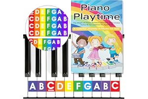 QMG Rainbow Color Piano and Keyboard Sticker and Kids Piano Learning Book Easy to Follow Instructions for Kids, Beginner Piano Book for Children, Easy Piano Sheet Music for Kids…