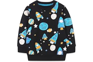 Little Hand Boys Jumper Digger Dinosaur Sweatshirt Kids Cute Cotton Long Sleeve Tops T-Shirt Toddler Clothes for Age 1-7 Years