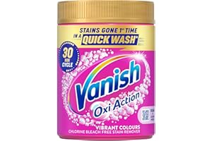 Vanish Gold Oxi Action Laundry Booster and Stain Remover Powder for Colours, Removes Tough Stains In A 30 Minute Wash, Keeps Colours Vibrant, Add a Scoop in Every Wash for Best Results, 470g