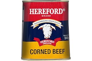 Hereford Corned Beef 6er Pack I 6 x 340 g I gepökeltes Rindfleisch zerkleinert und in eigenem Saft gekocht I original Hereford Corned Beef I ausgewähltes Rindfleisch