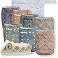 Nora's Nursery Modern Blooms Baby Cloth Pocket Diapers 7 Pack, 7 Bamboo Inserts, 1 Wet Bag