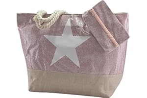 Ropo22 Bolsa Playa Grande Impermeable. Bolsa de Playa con Forro Antiarena de Lona con Cremallera y Neceser Exterior. Bolso Playa y Piscina con Asas de Cuerda. Bolso Grande Mujer, Gimnasio, Picnic