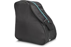 Navaris Universal Ski Boot Bag - Outdoor Skiing Shoe and Helmet Bag for Ski Boots and Snowboard Boots for Men and Women - One Size (Black and Teal)
