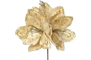 ‎OAIRSE 3er-Set Ø25 cm künstlichen Weihnachtsblumen, Glitzer-Weihnachtsblumen Clivia für Weihnachtsbaum-DIY-Dekoration, künstliche Blumen für Feiertage, Esstisch-Mittelstück, Neujahrs-Ornamente, Champagner