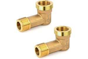 Elegrip Raccordo Adattatore 90°in Ottone, Raccordi a Gomito 1/2" Ottone Femmina a Maschio Connettore per Tubo a Gomito a 90 Gradi, Adatto per Il Collegamento del Tubo (2 Pezzi)