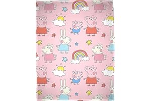 Character World Oficjalny licencjonowany koc polarowy Świnka Peppa, super miękki, ciepły, zabawny różowy wzór, idealny do domu, sypialni, noclegów i na kemping, 100 x 150 cm