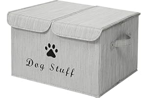 MOREZI Dog toy box with lid dog storage organizer perfect basket for dog toys living room, playroom, closet, home organization and storage - Dog - Bamboo Gray
