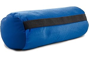 ‎CELINATEX CelinaTex Rullo Nackenrolle mit Gummiband 30 x 12 cm blau Plüsch Auto Nackenkissen Micropearls Füllung Reisekissen