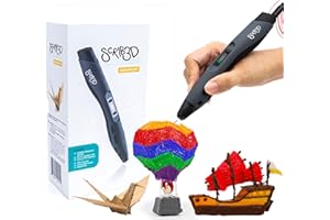 SCRIB3D Advanced 3D Printing Pen with Display - Includes Advanced 3D Printing Pen, 3 Starter Colors of PLA Filament Stencil Book + Project Guide, and Charger