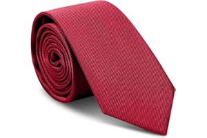 URAQT Men's Ties, 6 cm, Classic Solid Colour, 1200 Needles Fine Woven Hand, Clothing Accessories for Business Party Office Wedding (Dark Red)