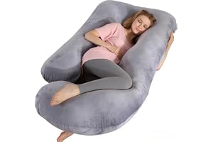 BATTOP Pregnancy Pillows Full Body Maternity Pillow for Sleeping with Cooling Washable Cover,Support for Back, Hips, Legs, Belly for Pregnant Women (Velvet-Grey)