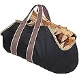 Amagabeli Garden & Home Large Canvas Log Tote Bag Carrier Indoor Fireplace Firewood Totes Holders Round Woodpile Rack Fire Wood Carriers Carrying For Outdoor Tubular Birchw