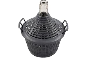 WYSKONT Dame Jeanne en Verre 25 L, Bonbonne de Fermentation avec Panier Plastique Protecteur, Ballon à Vin, Bière et Kombucha, Col Étroit Hermétique, Verre Sodocalcique Inerte