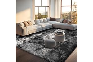 Untimaty Rugs Living Room - 160x230cm Dark Grey Large Rug for Living Room - Ultra Soft Fluffy Shaggy Rugs for Bedroom, Indoor Nursery Carpets for Kids Room Home Decor, Non Shedding, Anti-Slip Backing