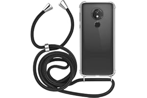 MyGadget Funda con Cuerda para Motorola Moto G7 Power - Carcasa en Silicona TPU Suave con Cordón - Case y Correa Adjustable - Negro