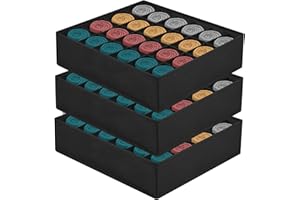 WOOWAIR 3 Stück Aufbewahrungsboxen, 24 Zellen Faltbare Boxen, Aufbewahrungsbox Unterwäsche, Socken Organizer Schublade, Schubladen Organizer Stoffboxen zum Socken, Krawatten, Gürtel (Schwarz)