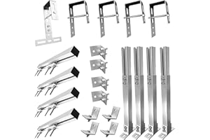 FIREND Balkonkraftwerkhalterung Geländer Befestigung für 2 Solarmodule und ein Wechselrichter Photovoltaik | ECKIG | Set | Neigungswinkel 0° & 25-45°| Durchmesser bis 80mm, Silber PV