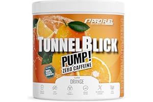 ‎PROFUEL Pump Booster³ ohne Koffein ORANGE 440g - TUNNELBLICK® PUMP Matrix mit Citrullin, Arginin, Taurin, Tyrosin und Pflanzenextrakten – hochdosierter Pre-Workout-Booster³ koffeinfrei - 100% vegan