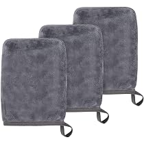3x VIVOTE Microfaser Abschminkhandschuhe - Wiederverwendbar, Waschbar (15x20 Cm, Grau)