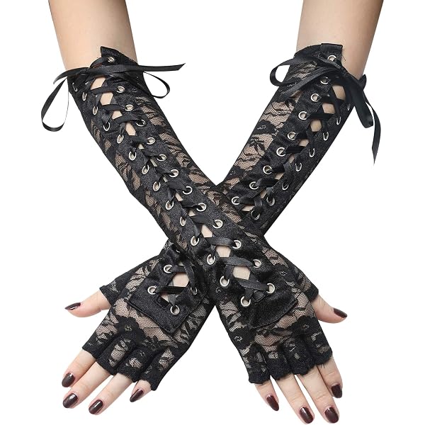 QEDBOJE Spitzenhandschuhe Fingerlos – Elegante Braut-Handschuhe Mit Blumenmuster