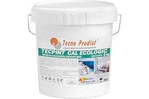 TECPINT CAL ECOLOGIC de Tecno Prodist - (5 Kg) Pintura a la cal exterior e interior al agua, 100% Natural, permeable y impermeable, Paredes y Techos, Transpirable. Fácil Aplicación- Sin olor (BLANCO)