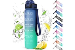 CodiCile Sports Water Bottle 1L, Leak Proof Water Bottle with Straw for Men & Women Reusable Durable BPA Free Tritan Drinking Cup with Brush