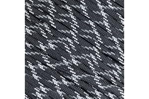 WEST COAST PARACORD Corde Fluorescente réfléchissante 550 de Type III pour Tente de Camping - Paracorde Haute visibilité (réfléchissante et phosphorescente Noir, 7,6 m)