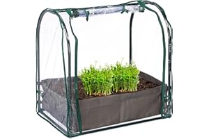 Relaxdays Serra da Balcone e Giardino, Sacco per Piantare, 70x68x50 cm, in PVC, Telaio in Acciaio, Trasparente Verde