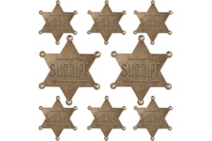 8 Stück Cosplay Sheriff Abzeichen für Kinder, Metall Sechseckige Stern Anstecknadel Cowboy Deputy Abzeichen für Rollenspiele Kostümpartys Karnevalspreise Zubehör