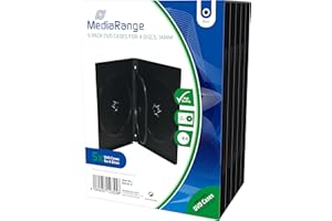 5 custodie per cd e dvd Mediarange quadruple a 4 posti, 14mm come film e videogiochi con tasca trasparente per copertina di alta qualità