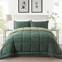 Set Biancheria Da Letto 3 Pezzi Verde Oliva Scuro - Morbido Piumino Microfibra Con 2 Federe, Leggero Per Tutte Le Stagioni