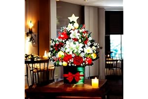 APOTODITO Weihnachtskarten mit Musik und Licht, Christmas Bouquet 26cm, Weihnachtsbaum Weihnachtsgeschenkkarten (mit Umschlag) Weihnachtsdeko Weihnachtsgeschenke für Frauen Mutter Kinder