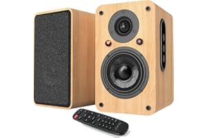 LONPOO LP-42X Attivi Diffusori da scaffale 100W RMS, connettività HDMI ARC, Ottica, Coassiale, Bluetooth, USB, AUX-in, con controllo alti/bassi, woofer 4" fibra di carbonio, telecomando