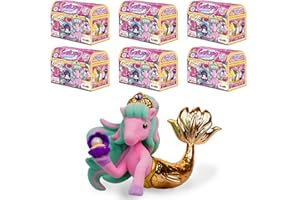 CRAZE GALUPY Licorne Jouet TRESOR DES SIRÈNES Pack de 6 Figurine Licorne avec queue de sirène Jouet Licorne à collectionner 6 Figurines + coffre au trésor 40676