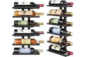 ‎FAVOOSTY FAVOOSTY Weinregal Wand, Flaschenhalter, Flaschenregal mit 6 Ebenen, Metall Weinregal Hängend Weinflaschenregale Schwarz für Esszimmer, Schlafzimmer, Weinkeller