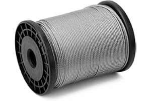 QWORK® Câble inox de 2 mm x 100 m - Acier inoxydable 316-7x7 torons - Charge utile 50 kg, Force de rupture 160 kg - Parfait pour l'extérieur