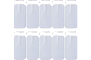 10 Electrodos Grandes LiteTour para Dispositivo TENS - Pads de Repuesto Auto-Adhesivos 2x4 Pulgadas con Conectores Pin de 2mm - Compatibles con la Mayoría de Dispositivos TENS