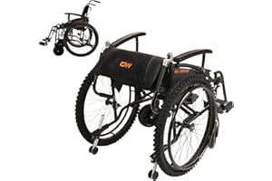 MobiQuip All Terrain, Lightweight, Folding, Manual Self Propelled Aluminium Wheelchair, 24 Inch Mountain Bike Style Pneumatic Tyres, Easy Compact Folding Black Frame, Weighs Just 12.5kg, 20 inch Seat