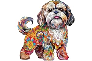 CHARMIBLE Wooden Puzzles for Adults, 260pcs Shih Tzu Dog Wooden Jigsaw Puzzles for Adults, Unique Animal Shape Puzzles, 31.6x34cm Wooden Puzzle for Family Game and Birthday Gifts