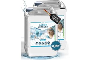 ‎QINDOO Aqua Bidest 2x 10 Liter Kanister, Qindoo Laborwasser 20L wo reines 2-fach Wasser benötigt wird z.B. für Labore, Medizin, Pharmazie, Kosmetik, Technik (2x 10L Kanister)