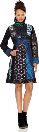 Desigual Women's Printed Coat - Loose Fit Long Sleeve Jacket In Recycled Polyester
