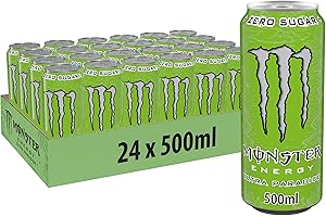 MONSTER-KO Monster Energy Ultra Paradise – 24 Lattine da 500 ml, Energy Drink Zero Zuccheri e Poche Calorie, Bevanda Energetica dal Gusto Leggero e Rinfrescante di Kiwi e Lime