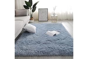 VOFUSHON Dywan z wysokim runem Shaggy, na korytarz, nowoczesny, puszysty, miękki, duży dywan do salonu, dekoracja do salonu, sypialni, pokoju dziecięcego (80 x 150 cm, srebrno-szary)
