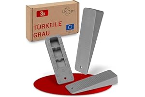 LouMaxx Door Wedge - Set of 3 Door Stopper Floor Grey - Non-Slip Rubber Door Wedge - High-Quality Door Stopper Wedge - Perfect for All Floors - Odourless Door Wedges - Door Stopper Rubber