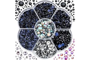 Blinginbox Hotfix Rhinestones, 3000pcs Clear Hotfix Gems Crystal Rhinestones for Clothes DIY Craft Sewing and Decorations, Round Mixed Sizes SS6-SS30(Jet)