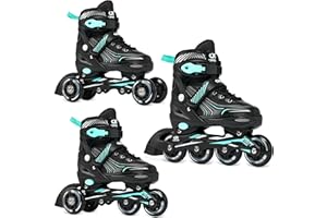 Pattinaggio in linea, pattini a rotelle, triskate, 3 in 1 Croxer Optima taglia regolabile variabile regolabile uomo donna bambino convertibile adulto ragazzo ragazza rollerblades