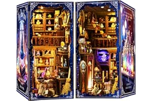 TEORYIEER Wooden Booknook, Diy 3D Book Nook con Luce LED e Coperchio Antipolvere Decor, Piccola Taverna Kit Diorama Regali Adatti per gli Adolescenti (Negozio di Pozioni Magiche) (Negozio di pozioni magiche)